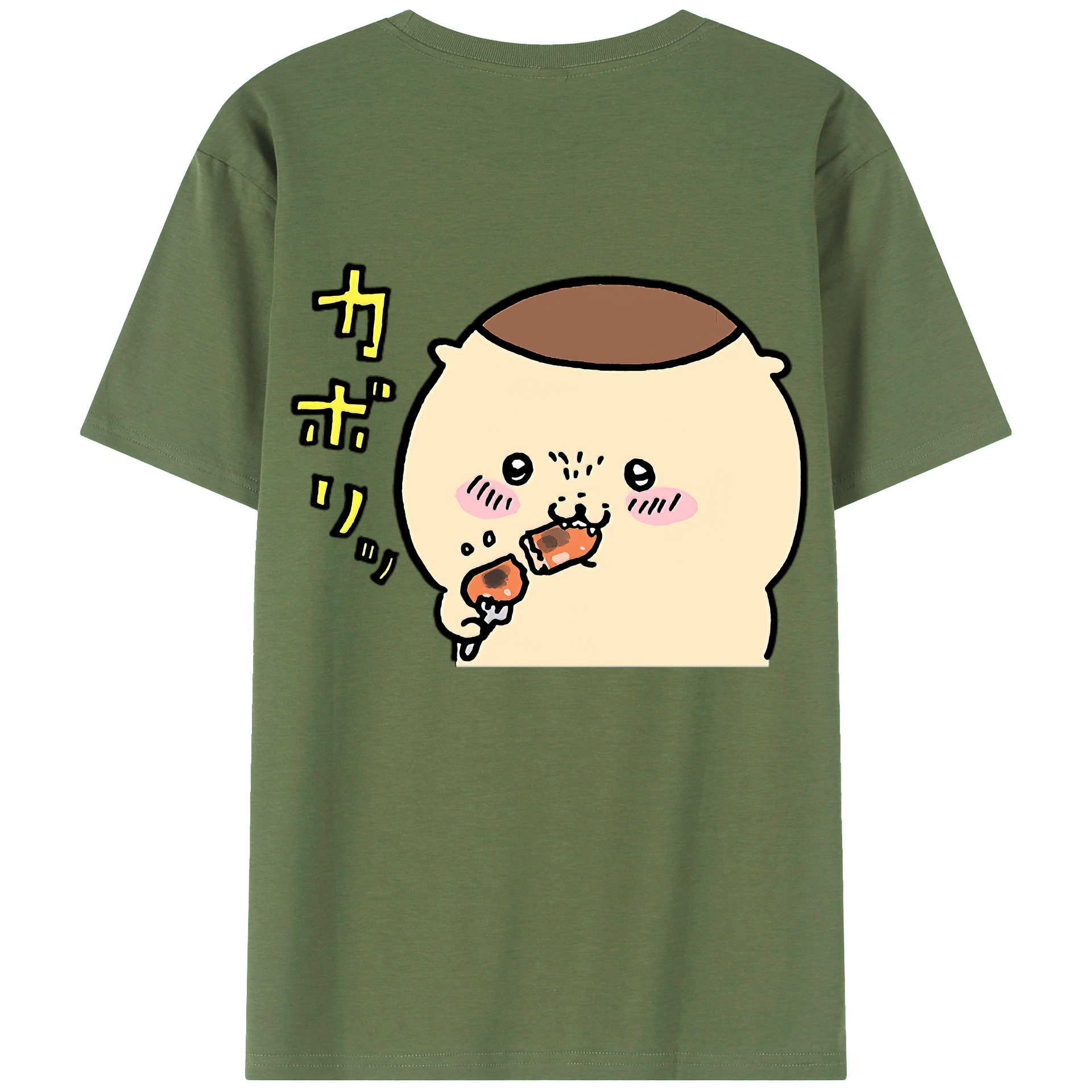 （画像用） ちいかわ くりまんじゅう Chii-kawa kuri manjū 綿100％ メンズ半袖Tシャツ（バックプリント） 通気性